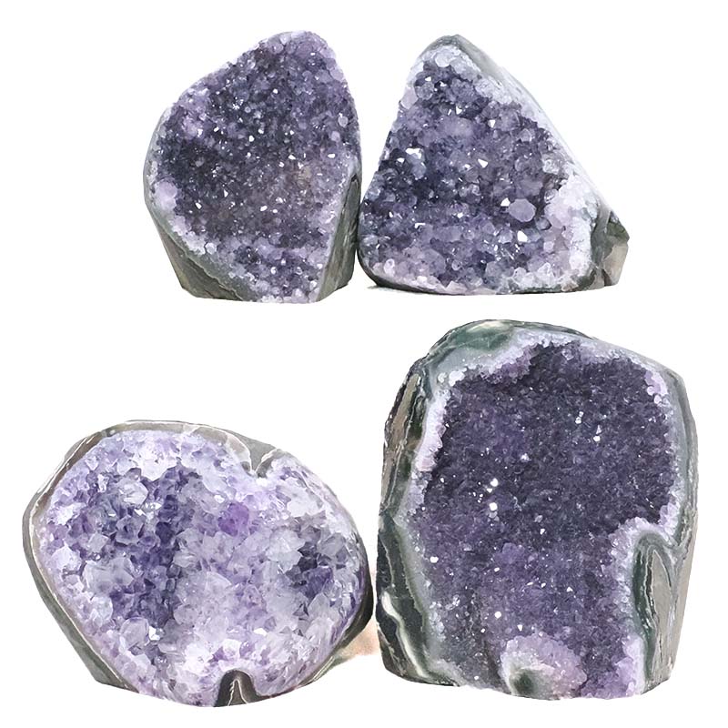 2.14kg Amethyst Polished Crystal Geode Specimen Set 4 Pieces B907 3 Amethyst Polished Crystal Geode Specimen Set 4 Pieces B907 | Crystal Facctory
