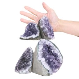 Amethyst Polished Crystal Geode Specimen Set 4 Pieces B912 | Crystal Facctory