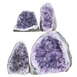 Amethyst Polished Crystal Geode Specimen Set 4 Pieces B912 | Crystal Facctory
