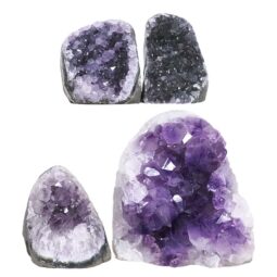 Amethyst Polished Crystal Geode Specimen Set 4 Pieces B913 | Crystal Facctory