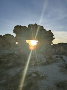 A spectacular sunset viewed through the Window of Isalo in Isalo National Park, Madagascar