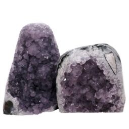 Amethyst Polished Crystal Geode Specimen Set 2 Pieces P2183 | Crystal Factory