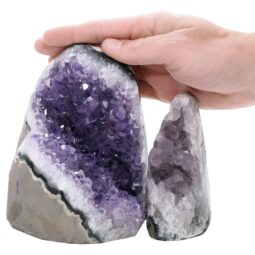 Amethyst Polished Crystal Geode Specimen Set 2 Pieces P2210 | Crystal Factory