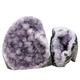 Amethyst Polished Crystal Geode Specimen Set 2 Pieces P2214 | Crystal Factory