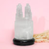 Selenite Twin Tower 20cm Lamp Marble Base – Energy Efficient | Crystal Factory