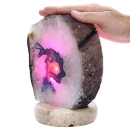 Purple Agate Crystal Lamp with Marble Base - Puple LED - T3251 | Crystal Factory