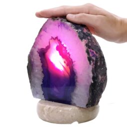 Purple Agate Crystal Lamp with Marble Base - Puple LED - T3252 | Crystal Factory
