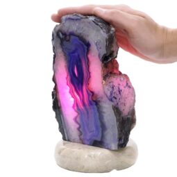 Purple Agate Crystal Lamp with Marble Base - Puple LED - T3253 | Crystal Factory
