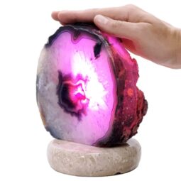 Purple Agate Crystal Lamp with Marble Base - Puple LED - T3254 | Crystal Factory