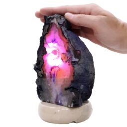 Purple Agate Crystal Lamp with Marble Base - Puple LED - T3255 | Crystal Factory