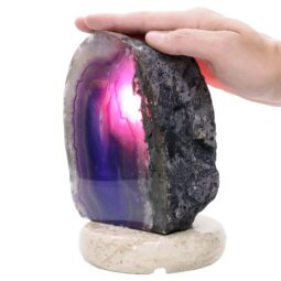 Purple Agate Crystal Lamp with Marble Base - Puple LED - T3256 | Crystal Factory