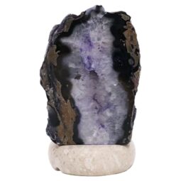 Purple Agate Crystal Lamp with Marble Base - Puple LED - T3257 | Crystal Factory