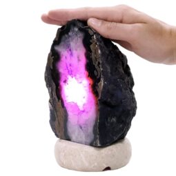 Purple Agate Crystal Lamp with Marble Base - Puple LED - T3257 | Crystal Factory