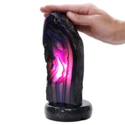 Purple Agate Crystal Lamp with Marble Base - Puple LED - T3258 | Crystal Factory