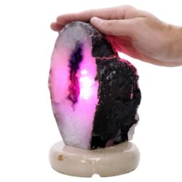 Purple Agate Crystal Lamp with Marble Base - Puple LED - T3259 | Crystal Factory