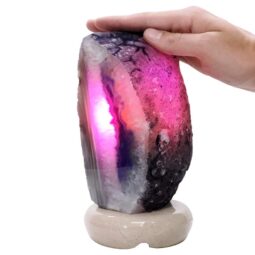 Purple Agate Crystal Lamp with Marble Base - Puple LED - T3260 | Crystal Factory