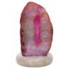 Pink Agate Crystal Lamp with Marble Base - Puple LED - T3261 | Crystal Factory