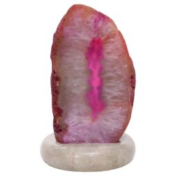Pink Agate Crystal Lamp with Marble Base - Puple LED - T3261 | Crystal Factory