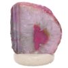 Pink Agate Crystal Lamp with Marble Base - Puple LED - T3262 | Crystal Factory