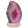 Pink Agate Crystal Lamp with Marble Base - Puple LED - T3263 | Crystal Factory