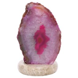Pink Agate Crystal Lamp with Marble Base - Puple LED - T3263 | Crystal Factory