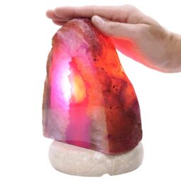 Pink Agate Crystal Lamp with Marble Base - Puple LED - T3264 | Crystal Factory