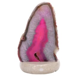 Pink Agate Crystal Lamp with Marble Base - Puple LED - T3265 | Crystal Factory