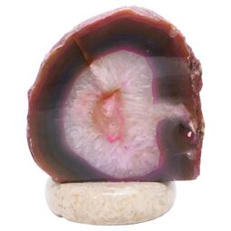Pink Agate Crystal Lamp with Marble Base - Puple LED - T3266 | Crystal Factory