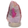 Pink Agate Crystal Lamp with Marble Base - Puple LED - T3268 | Crystal Factory