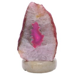 Pink Agate Crystal Lamp with Marble Base - Puple LED - T3268 | Crystal Factory