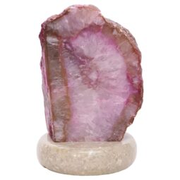 Pink Agate Crystal Lamp with Marble Base - Puple LED - T3269 | Crystal Factory