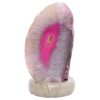 Pink Agate Crystal Lamp with Marble Base - Puple LED - T3270 | Crystal Factory