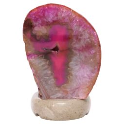 Pink Agate Crystal Lamp with Marble Base - Puple LED - T3271 | Crystal Factory