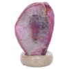 Pink Agate Crystal Lamp with Marble Base - Puple LED - T3273 | Crystal Factory