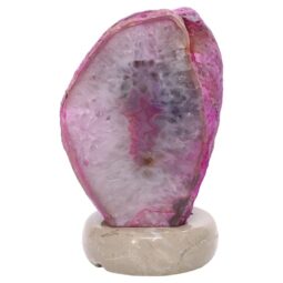 Pink Agate Crystal Lamp with Marble Base - Puple LED - T3273 | Crystal Factory