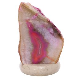 Pink Agate Crystal Lamp with Marble Base - Puple LED - T3274 | Crystal Factory