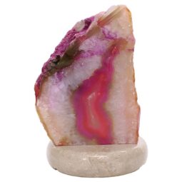 Pink Agate Crystal Lamp with Marble Base - Puple LED - T3275 | Crystal Factory