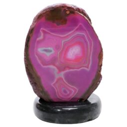 Pink Agate Crystal Lamp with Marble Base - Puple LED - T3277| Crystal Factory