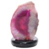Pink Agate Crystal Lamp with Marble Base - Puple LED - T3278 | Crystal Factory