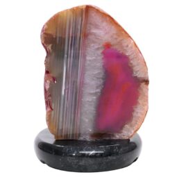 Pink Agate Crystal Lamp with Marble Base - Puple LED - T3279 | Crystal Factory