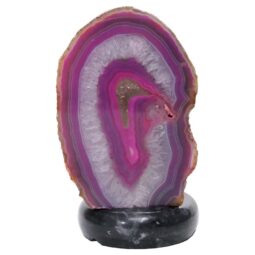 Pink Agate Crystal Lamp with Marble Base - Puple LED - T3280 | Crystal Factory