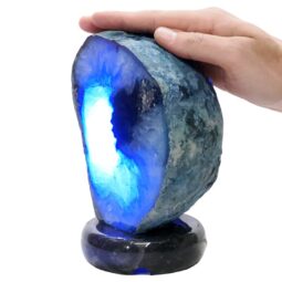 Pink Agate Crystal Lamp with Marble Base - Puple LED - T3281 | Crystal Factory