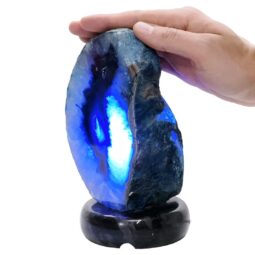 Pink Agate Crystal Lamp with Marble Base - Puple LED - T3282 | Crystal Factory