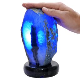 Pink Agate Crystal Lamp with Marble Base - Puple LED - T3283 | Crystal Factory