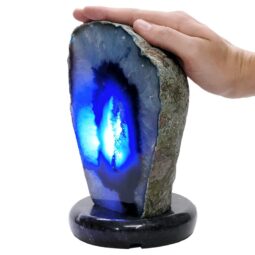 Pink Agate Crystal Lamp with Marble Base - Puple LED - T3287 | Crystal Factory