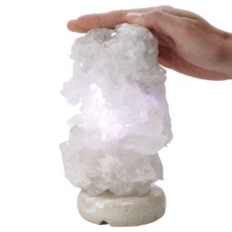 Clear Quartz Druze Lamp - White LED Bulb V72 | Crystal Factory