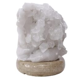 Clear Quartz Druze Lamp - White LED Bulb V73 | Crystal Factory