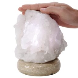 Clear Quartz Druze Lamp - White LED Bulb V73 | Crystal Factory