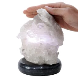 Clear Quartz Druze Lamp - White LED Bulb V75 | Crystal Factory