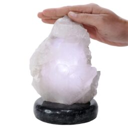 Clear Quartz Druze Lamp - White LED Bulb V76 | Crystal Factory